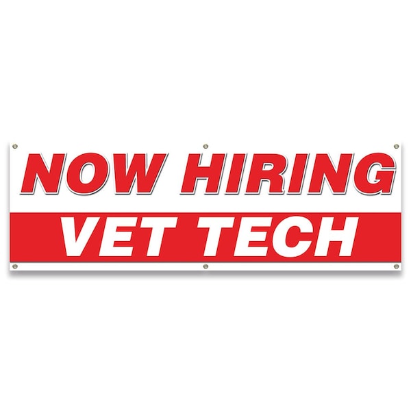Now Hiring Vet Tech Banner Apply Inside Accepting Application Single Sided